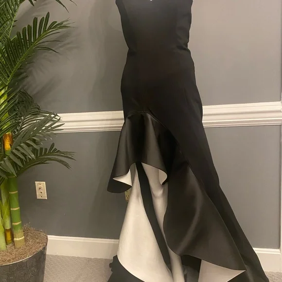 Jovani Black and White Strapless Ruffle Formal Dress. - Picture 7 of 12
